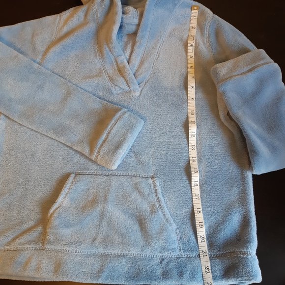 Cozy Soft Warm Light Blue Fleece Plush Women's Hoodie Kangaroo Loungewear - Picture 4 of 4